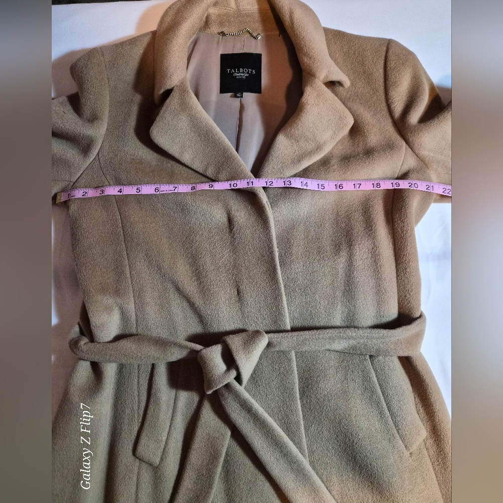 ​Talbots Petites Camel Wool & Angora Blend Belted Wrap Coat - Size 14P - Picture 4 of 8